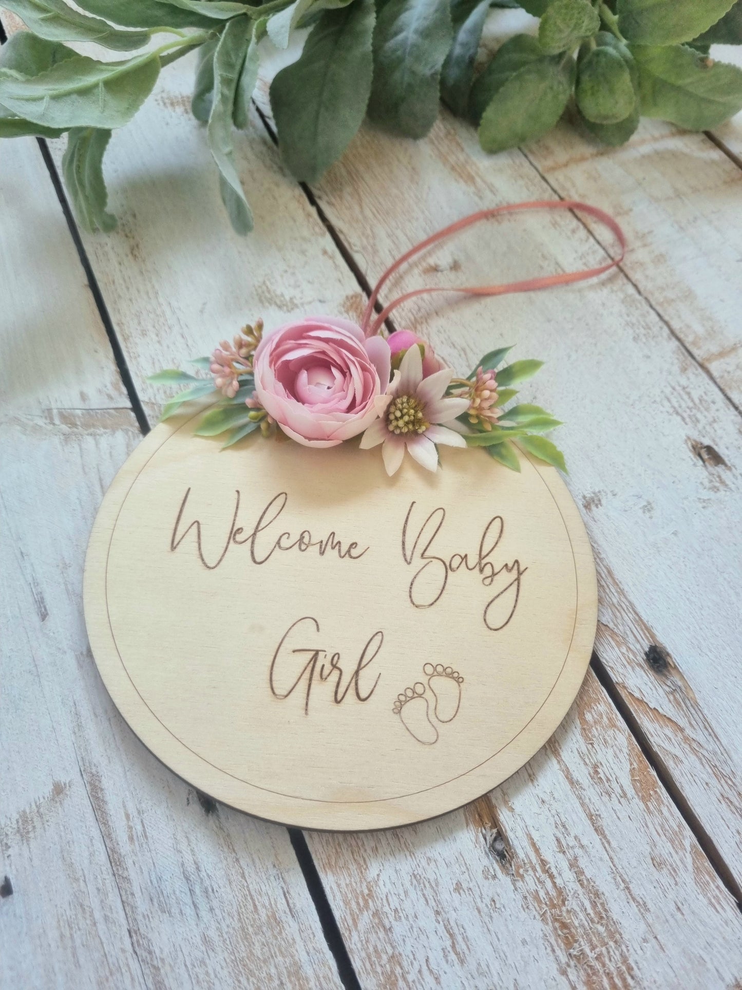 Welcome Baby Girl Plaque