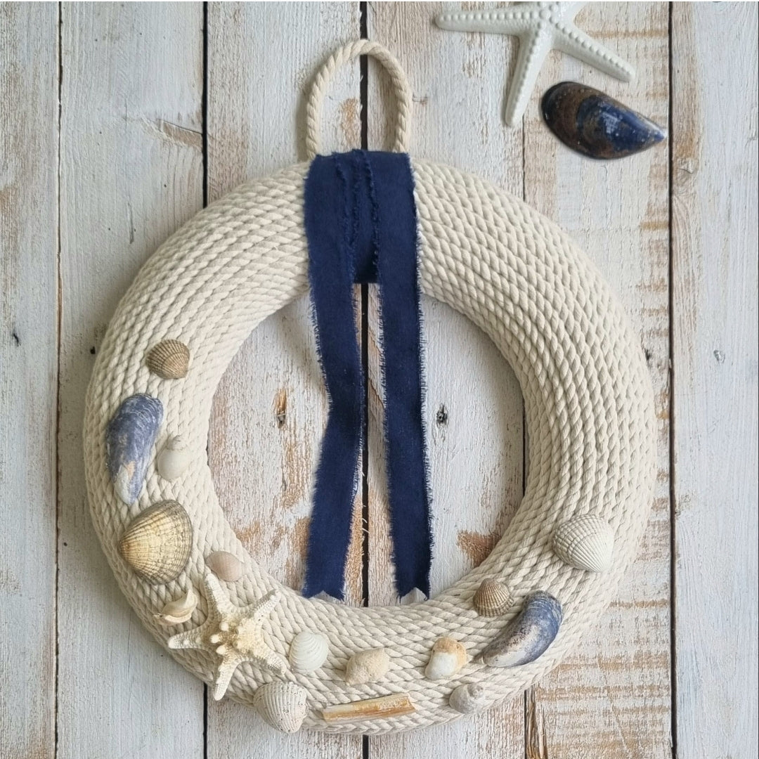 Seashell Wreath with ribbon