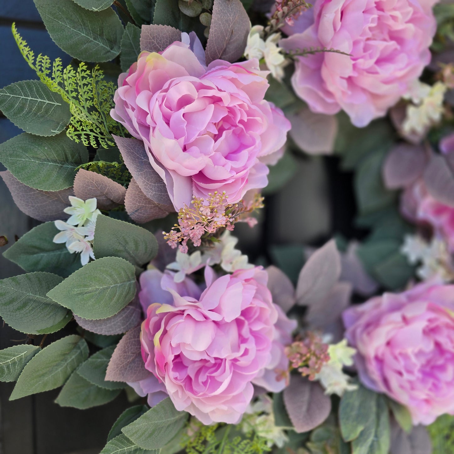 Peony and Fern Wreath