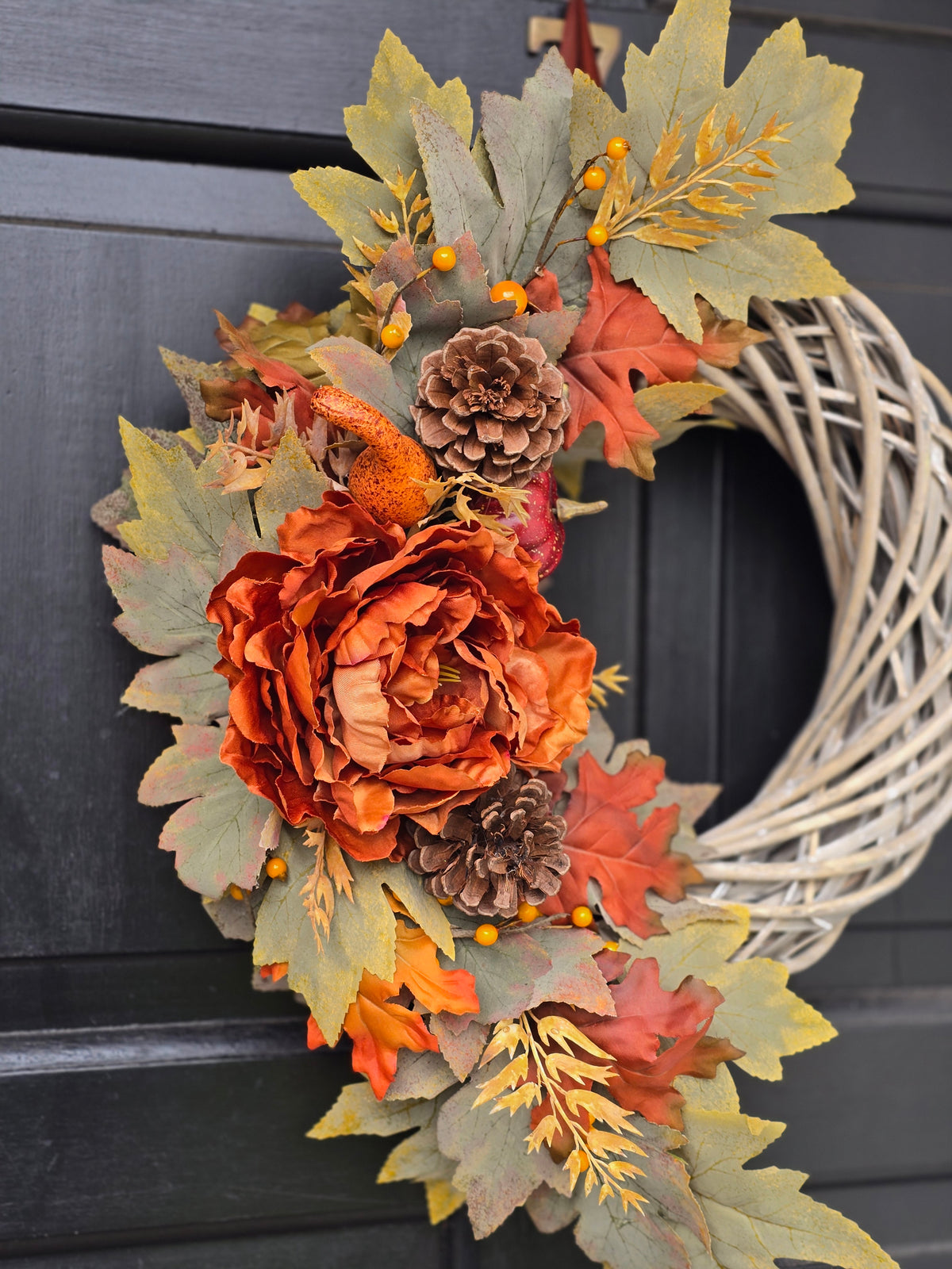 Burnt Orange & Pine Cone Autumn Wreath