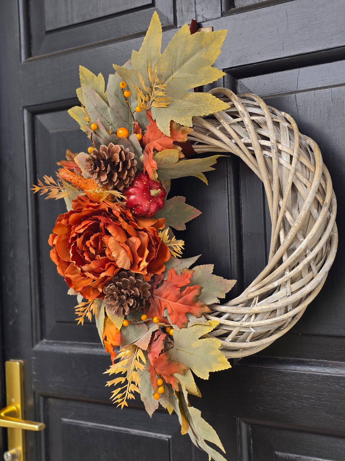 Burnt Orange & Pine Cone Autumn Wreath