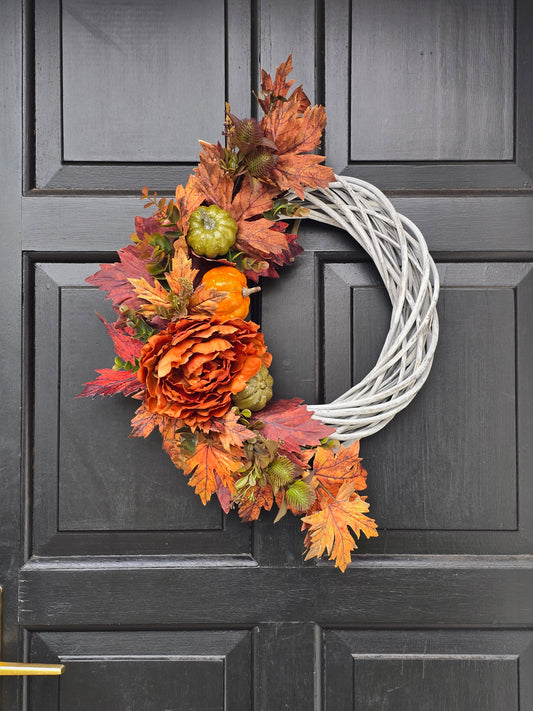 Maple Leaf and Pumpkin Wreath