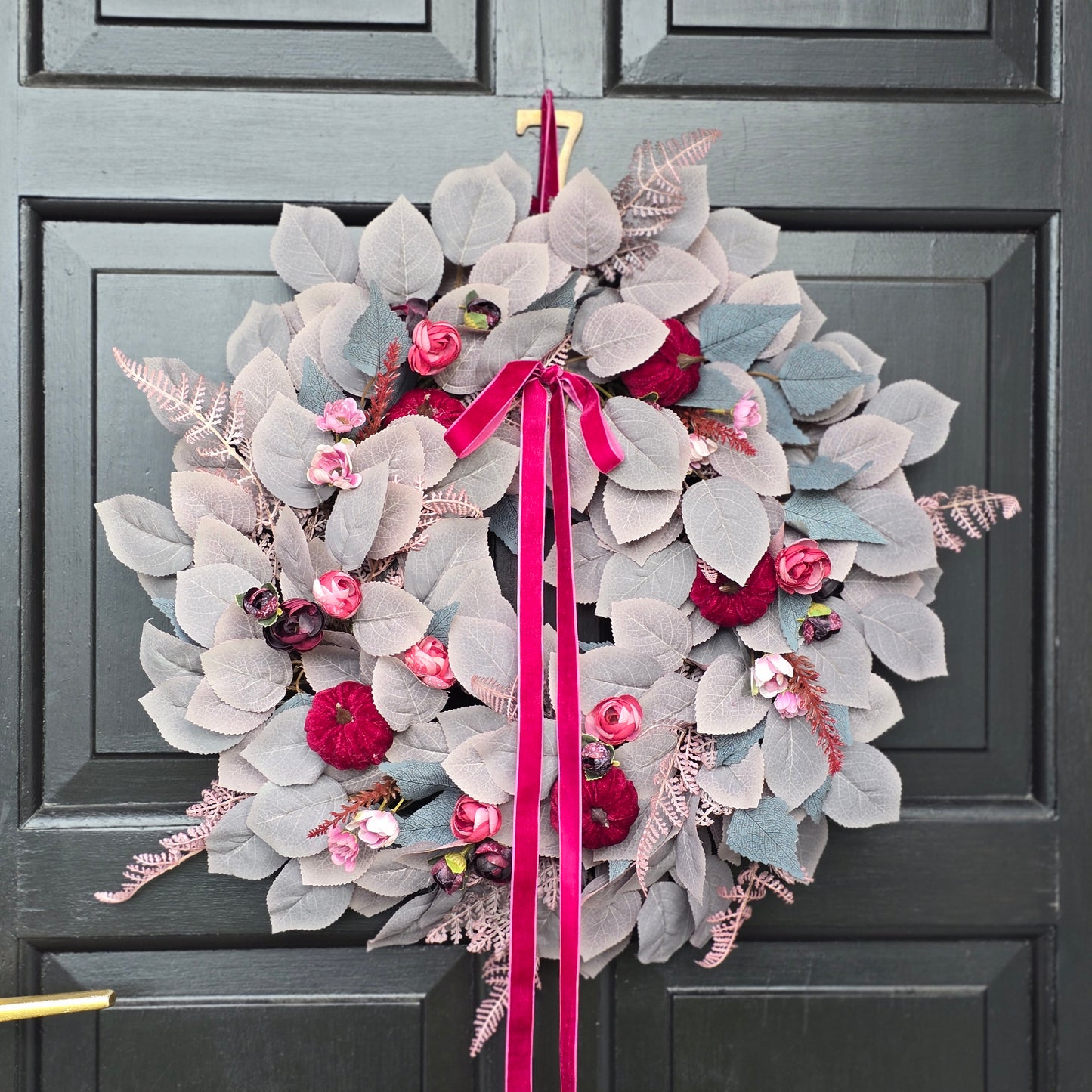 Velvet Pumpkin Wreath