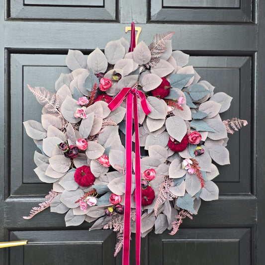 Velvet Pumpkin Wreath
