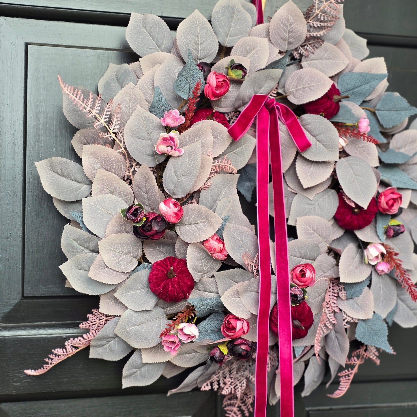 Velvet Pumpkin Wreath